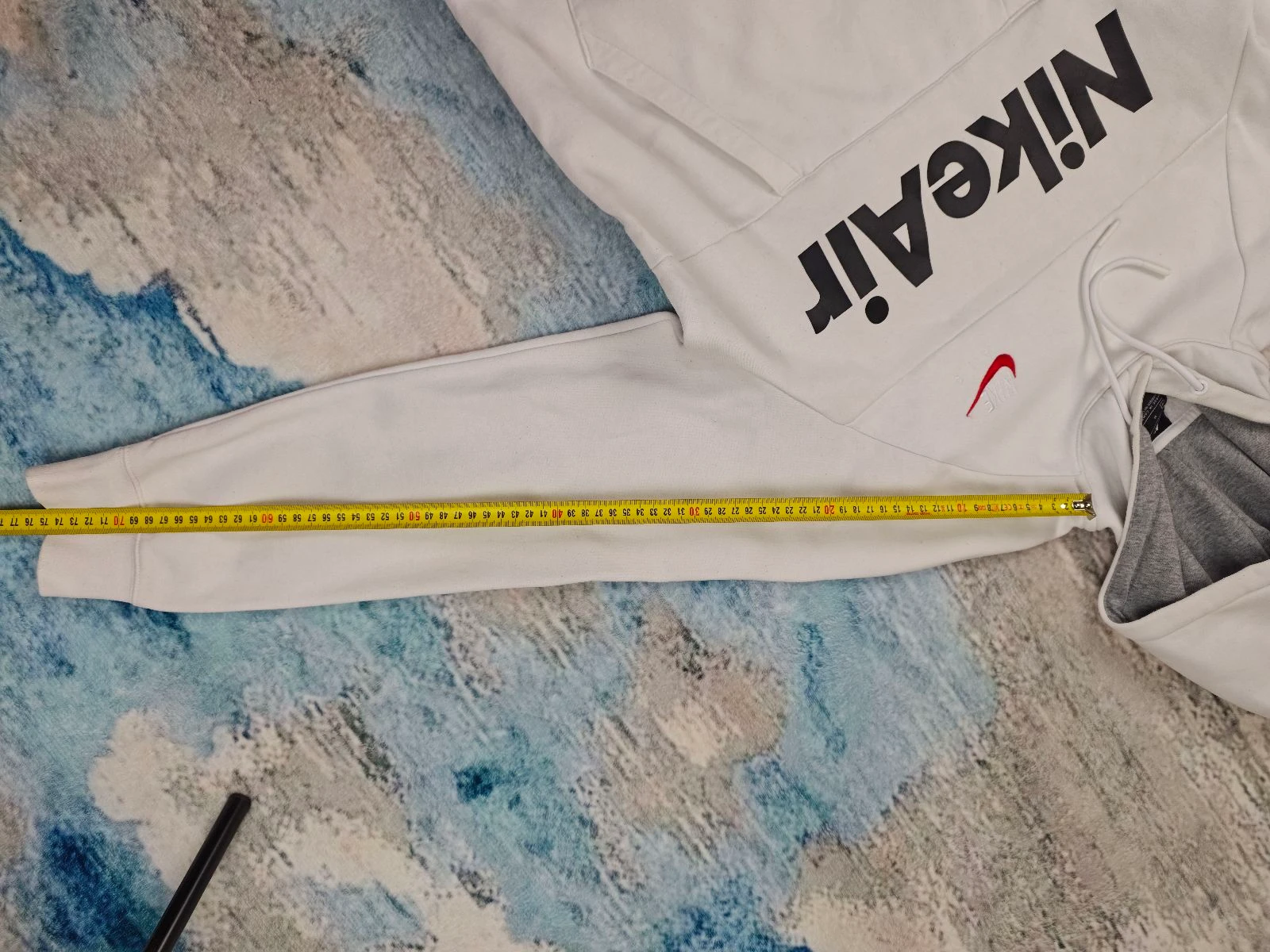 Moletom com capuz Nike Air branco cinza forrado Streetwear Y2K tamanho M – photo 10
